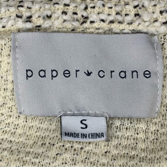 Paper Crane Cardigan Size S Two Front Pockets Cream with Blue Speckles - Picture 8 of 10